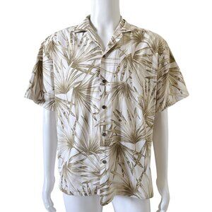 KY'S Mens Size Large Short Sleeve Cotton Tropical Hawaiian Aloha Button Up Shirt